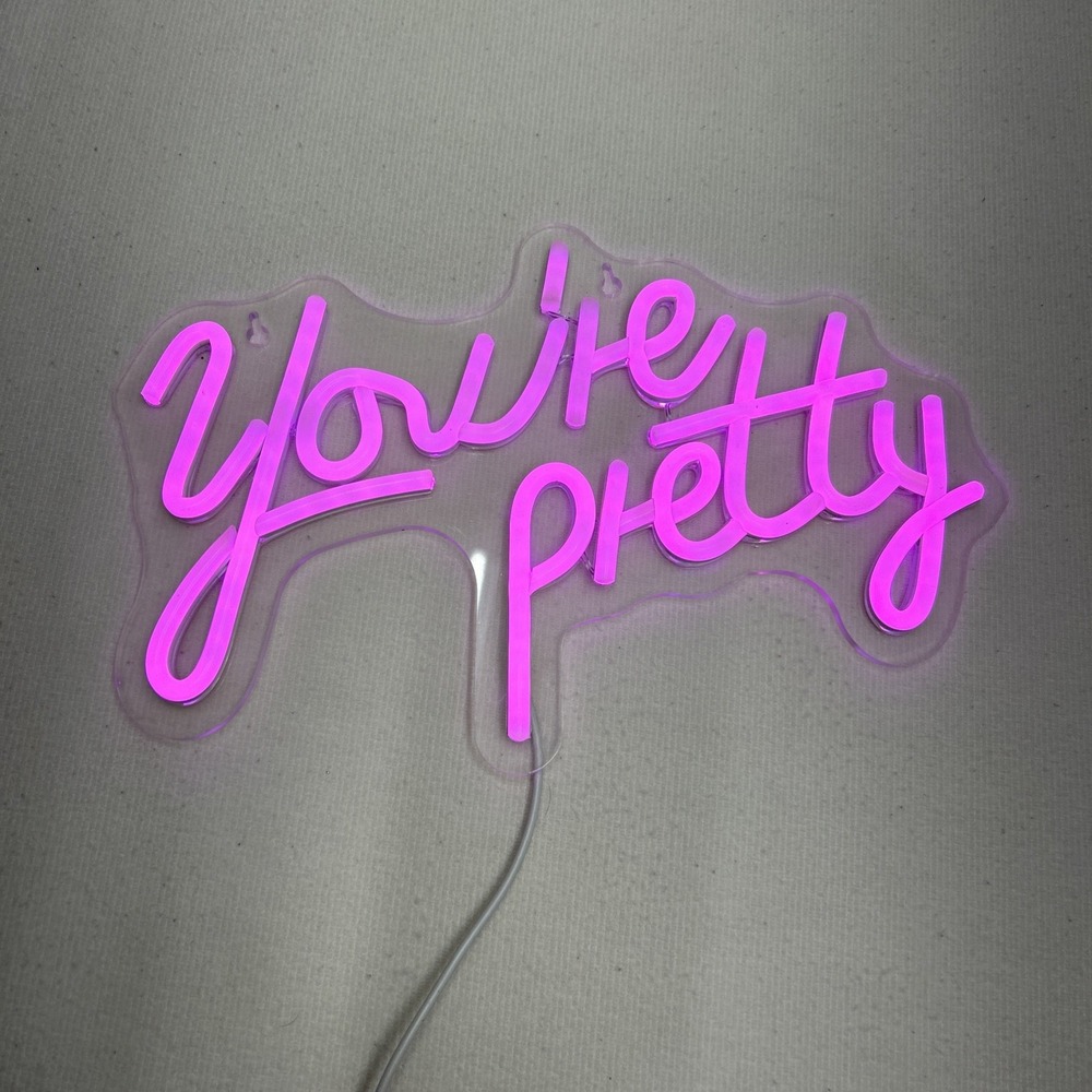 You're Pretty Neon Pink Light Neon Sign for Wall Decor Birthday Party Neon